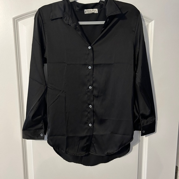 jon and anna Tops - Jon and Anna Women’s Small Black Satin Blouse